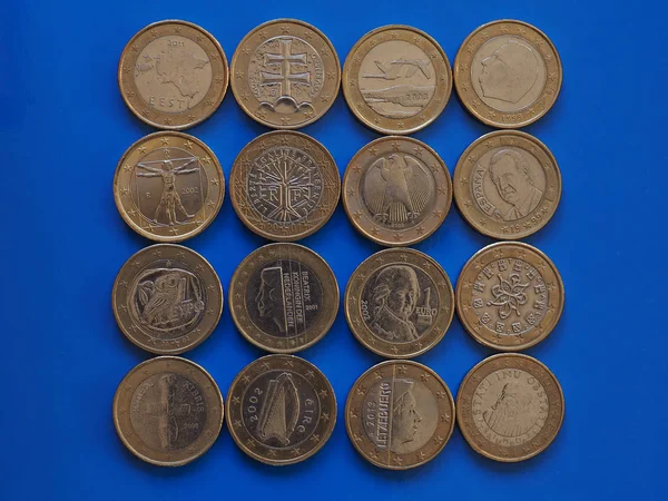 Mince 1 euro, Evropská unie — Stock fotografie