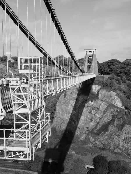 Clifton κρεμαστή γέφυρα στο Bristol σε μαύρο και άσπρο — Φωτογραφία Αρχείου