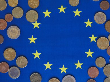 Euro coins, Avrupa Birliği bayrağı üzerinde