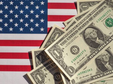 Doları notlar ve Amerika Birleşik Devletleri bayrağı