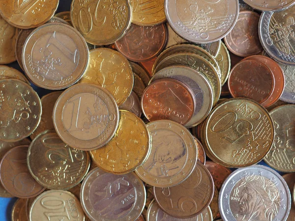 Monedas en euros, antecedentes de la Unión Europea —  Fotos de Stock