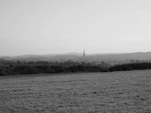 Vista da cidade de Salisbury em preto e branco — Fotografia de Stock