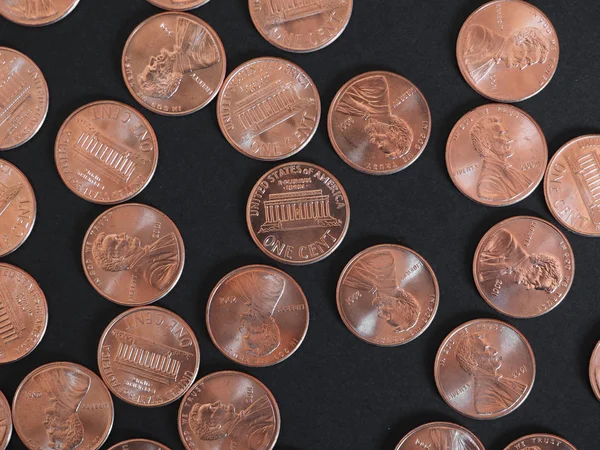 1 센트 달러 동전, 블랙에 미국 — 스톡 사진
