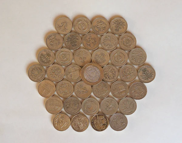Фунтовые монеты, Великобритания — стоковое фото