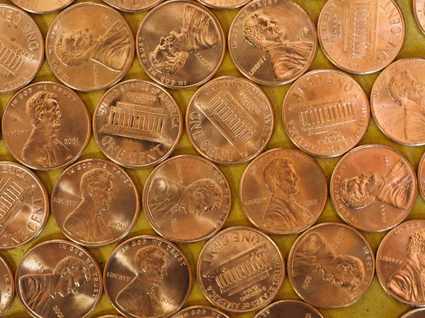 One Cent Dollar coins, United States — Stock Photo, Image