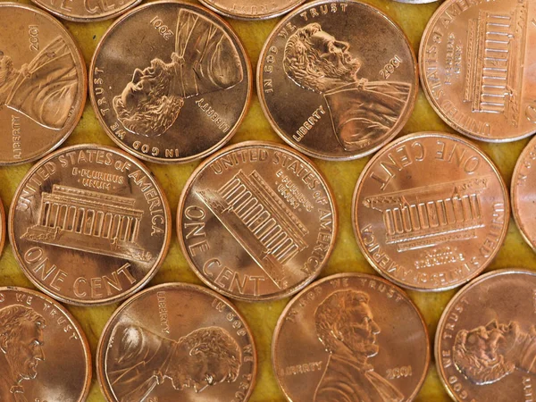 One Cent Dollar coins, United States — Stock Photo, Image