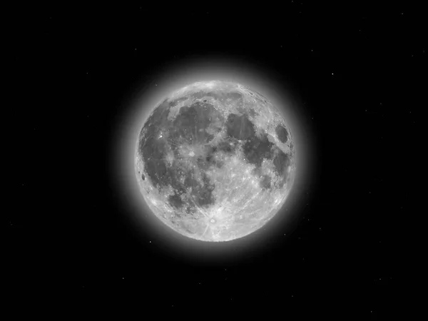 Pełnia księżyca widoczne z teleskopem — Zdjęcie stockowe