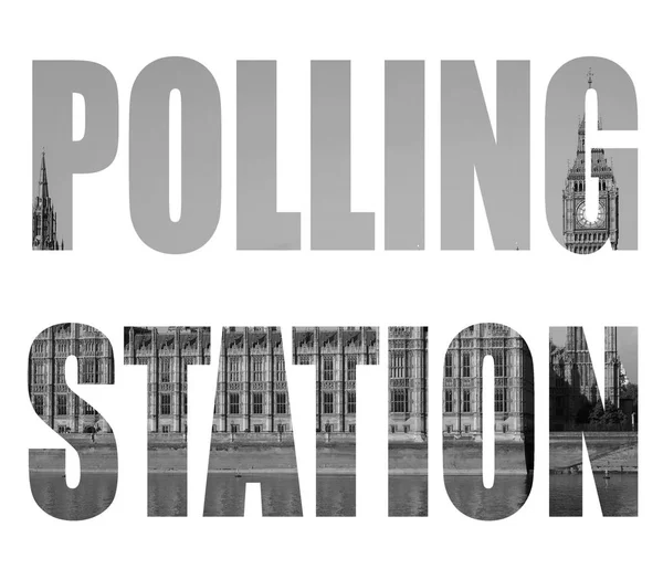 Избирательный участок для всеобщих выборов, черно-белый — стоковое фото