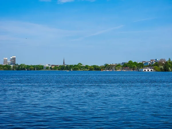 Aussenalster (Outer Alster lake) in Hamburg hdr — Zdjęcie stockowe