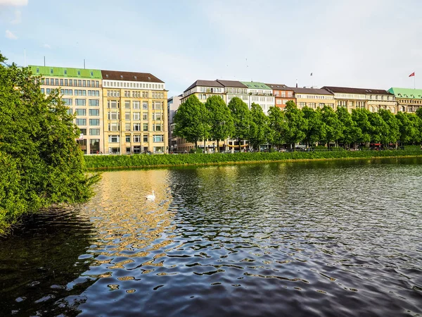 Binnenalster (lago Inner Alster) ad Amburgo hdr — Foto Stock