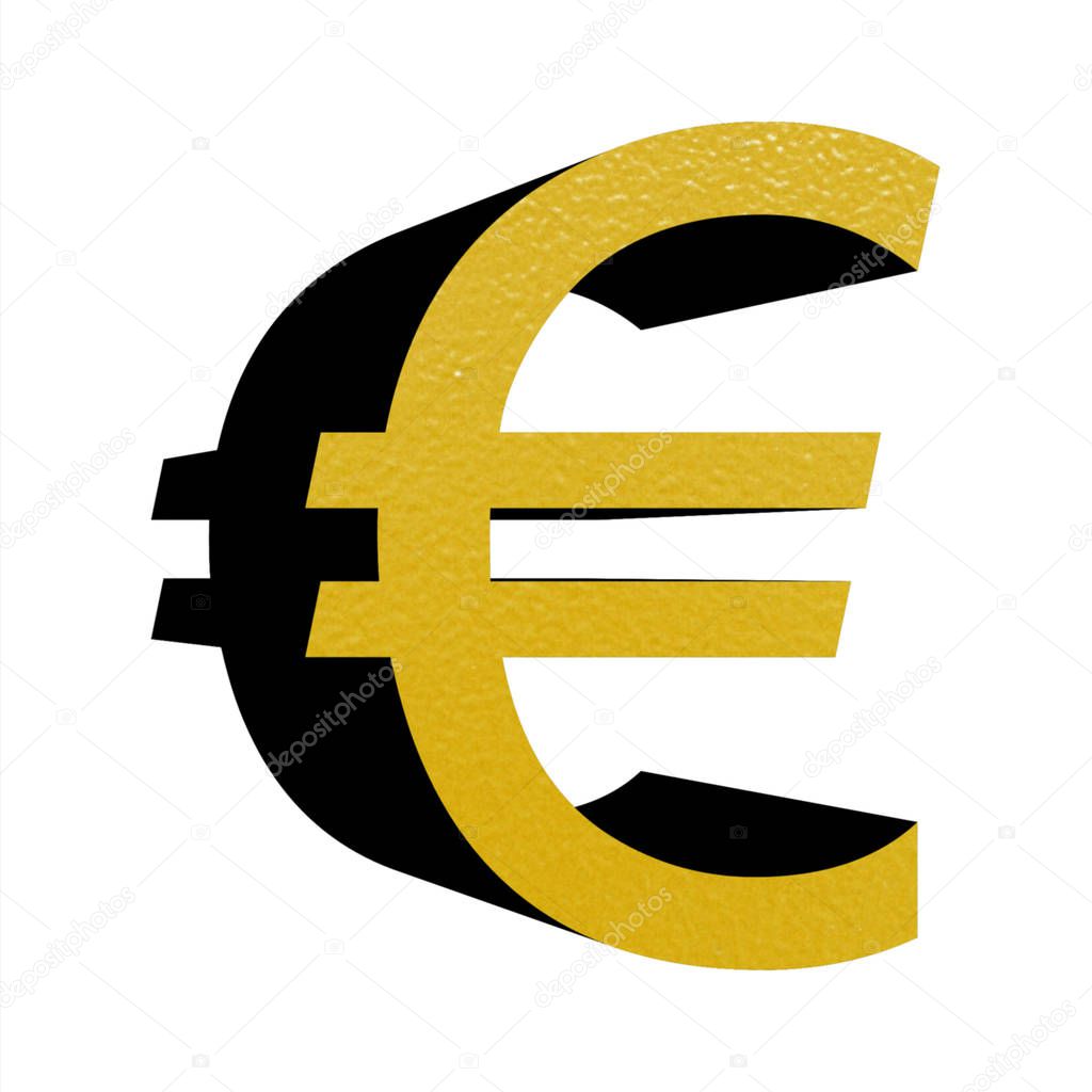 gold eur sign isolated over white