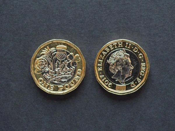 1 фунт монет, Великобритания в Лондоне — стоковое фото