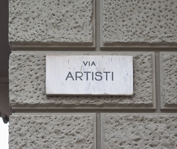 Via artisti sign in Turin — Zdjęcie stockowe