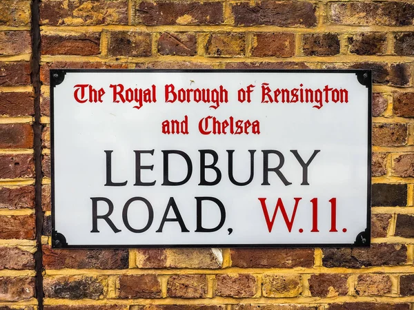 Znak Ledbury Road w Londynie (hdr) — Zdjęcie stockowe
