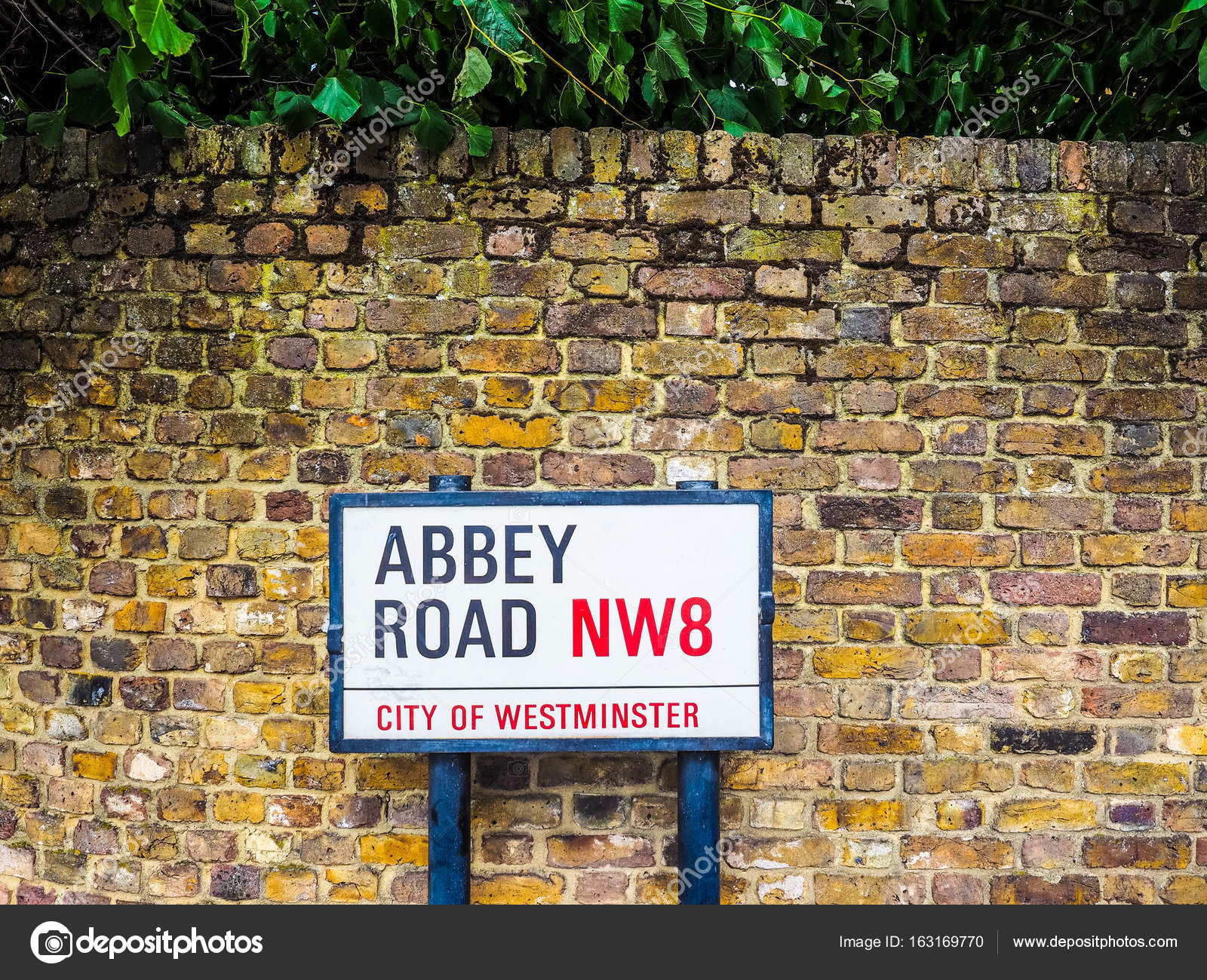 Abbey Road NW8 City of Westminster Street Sign White Background Black Text UK 