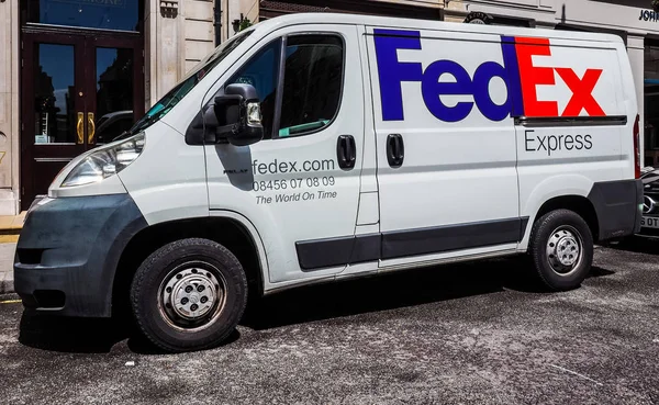 stock image FedEx express courier van in London (hdr)