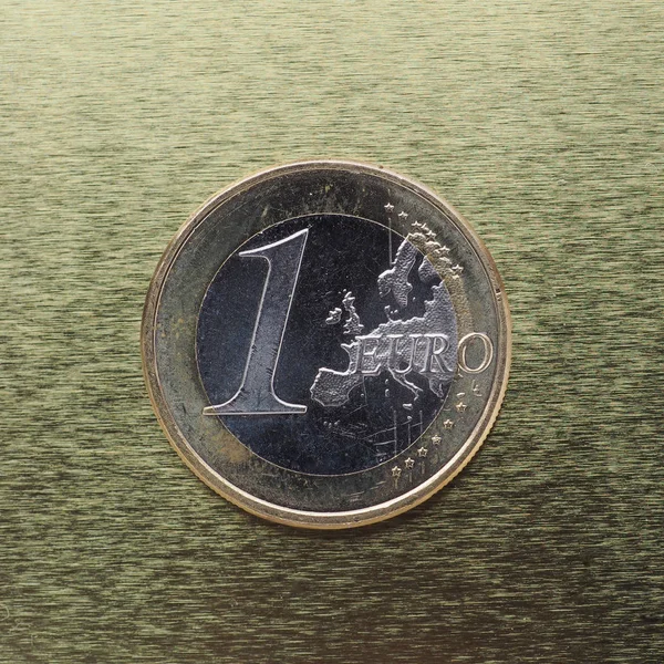 Mince 1 euro, Evropská unie nad zlatým pozadím — Stock fotografie
