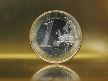 1 euro para, altın arka plan üzerinde Avrupa Birliği