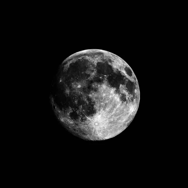 Повний місяць, видимий з телескопом — стокове фото