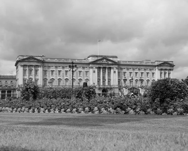白金汉宫在伦敦黑色和白色 — 图库照片