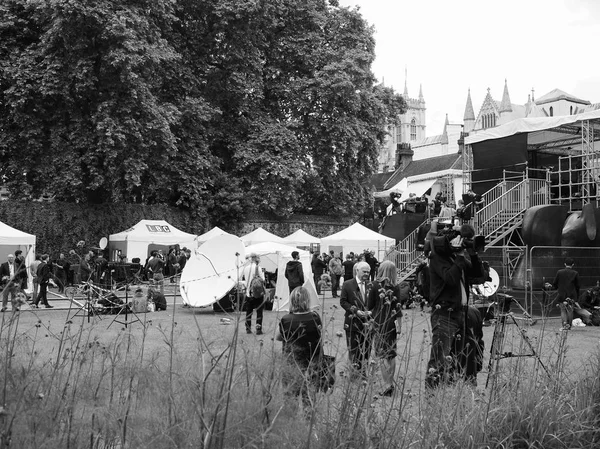 Presse in Westminster, London schwarz-weiß — Stockfoto