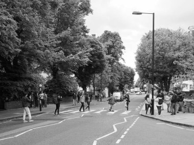 Abbey Road geçiş Londra siyah ve beyaz