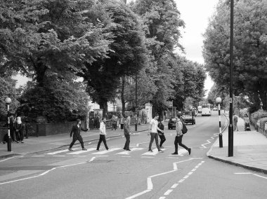 Abbey Road geçiş Londra siyah ve beyaz