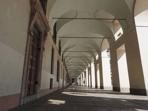 Piazza Castello colonnade in Turin — Stock Photo, Image