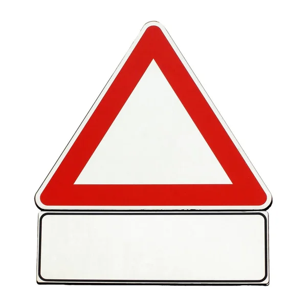 Puste rodzajowy przestroga znak na białym tle nad białym — Zdjęcie stockowe
