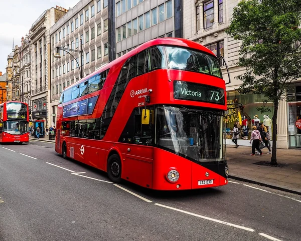 Londra'da, hdr kırmızı otobüs — Stok fotoğraf