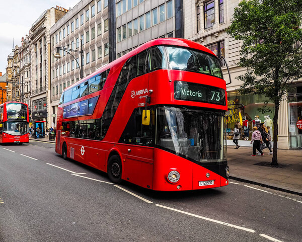 Red bus in London, hdr