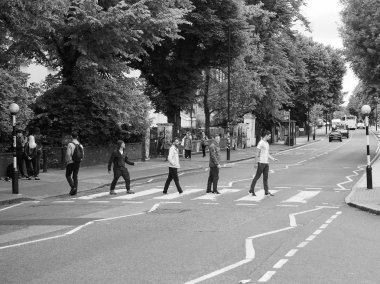 Abbey Road geçiş Londra siyah ve beyaz