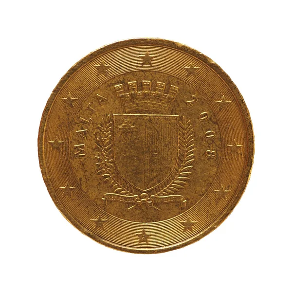 Κέρμα 50 σεντς, Ευρωπαϊκή Ένωση, Μάλτα απομονωμένη πάνω από λευκό — Φωτογραφία Αρχείου
