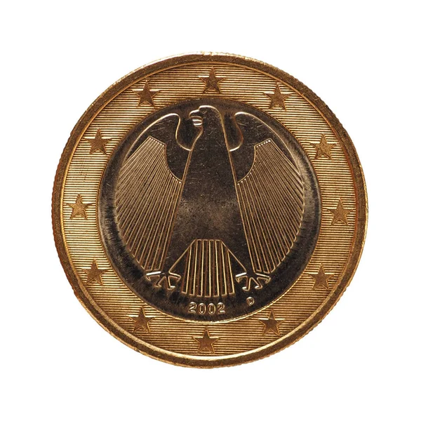 1 euro para, Avrupa Birliği, Almanya beyaz bitti izole — Stok fotoğraf