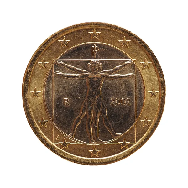 1-Euro-Münze, Europäische Union, Italien isoliert über weiß — Stockfoto