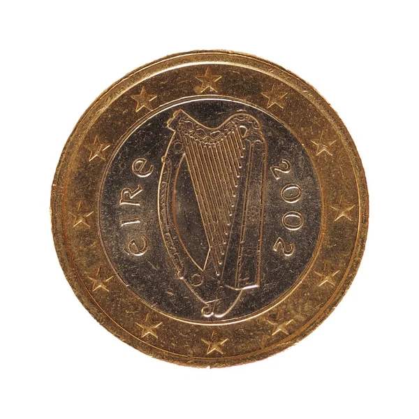 Moeda de 1 euro, União Europeia, Irlanda isolada sobre branco — Fotografia de Stock