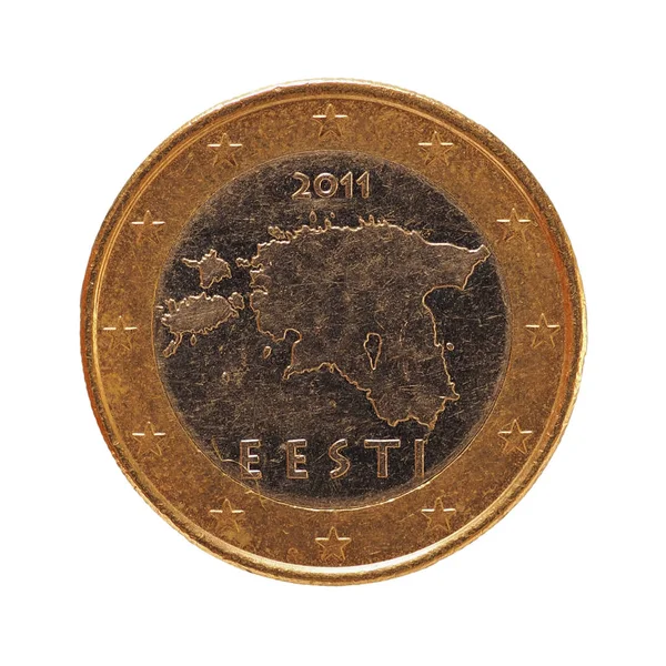 1 euro para, Avrupa Birliği, Estonya beyaz bitti izole — Stok fotoğraf