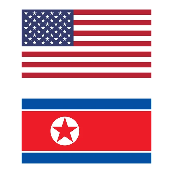 アメリカ合衆国と北朝鮮の旗 — ストック写真