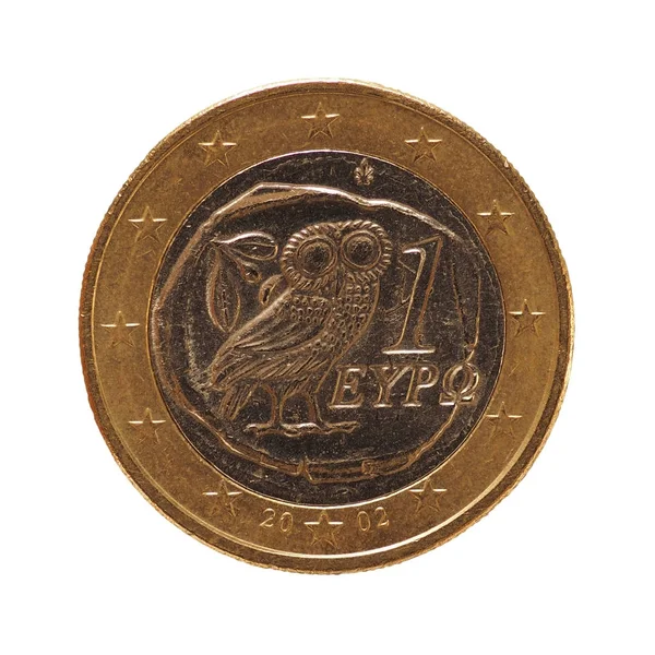 Mince 1 euro, Evropská unie, Řecko izolované na bílém — Stock fotografie