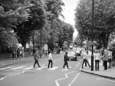 Abbey Road geçiş Londra siyah ve beyaz