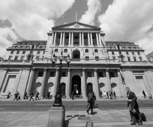 Bank of england in london schwarz und weiß — Stockfoto