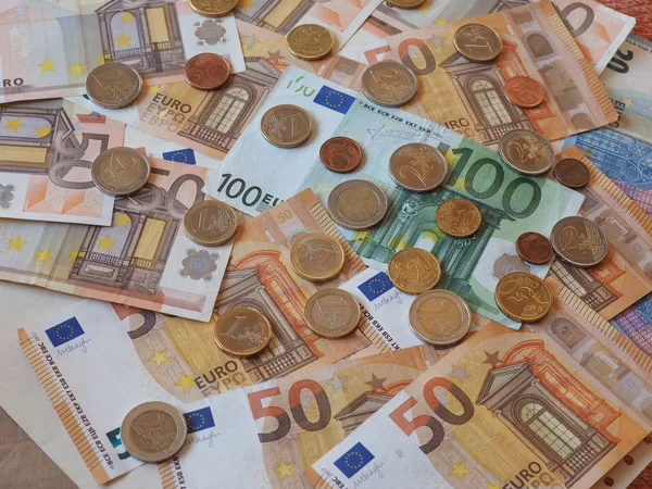 Banconote e monete in euro, Unione europea — Foto Stock