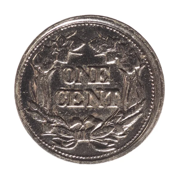 1 цент монеты, Соединенные Штаты изолированы над белым — стоковое фото