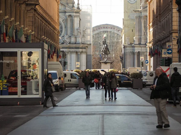 Via Roma rua em Turim — Fotografia de Stock