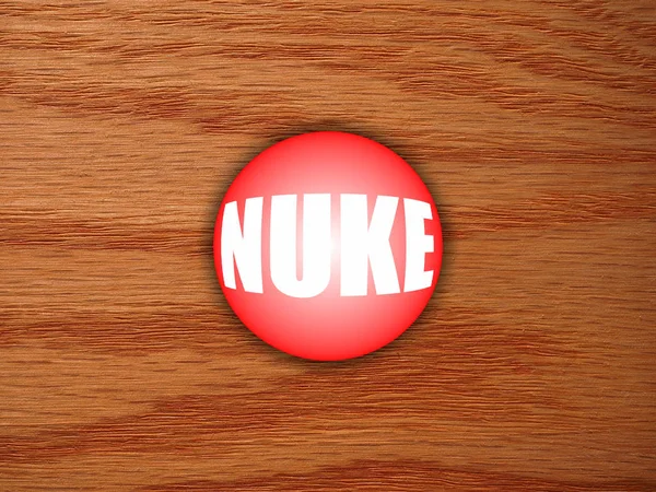 Botão nuclear na mesa — Fotografia de Stock