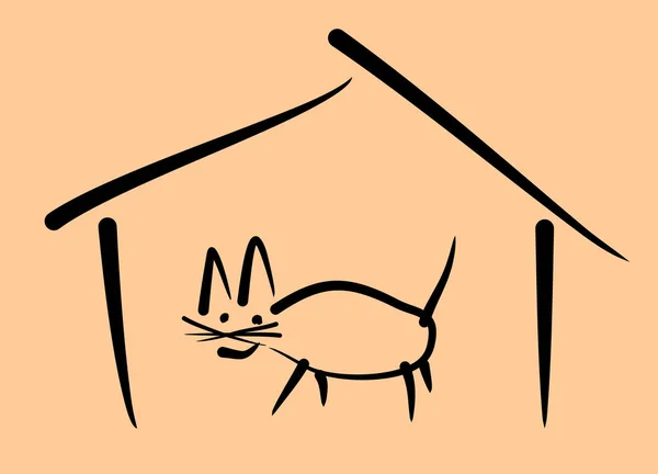 Minimal house cat ritning — Stockfoto
