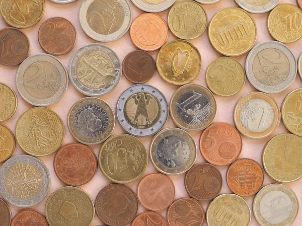 欧元硬币，欧洲联盟背景 — 图库照片