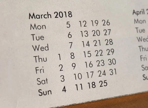Detail stránky kalendáře — Stock fotografie