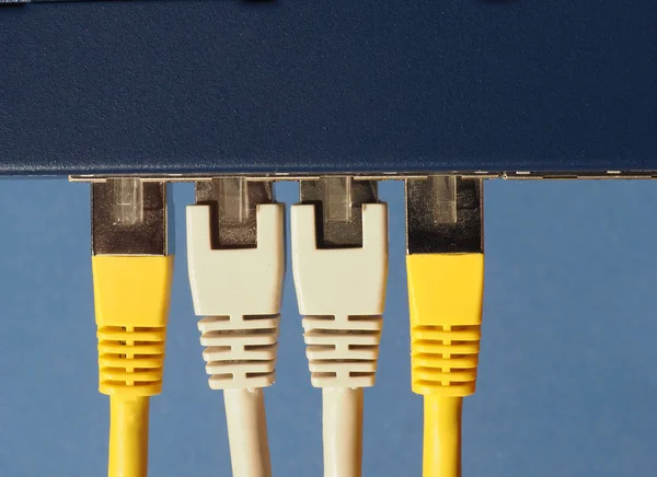 Modem router switch with RJ45 ethernet plug ports — Stock Photo, Image