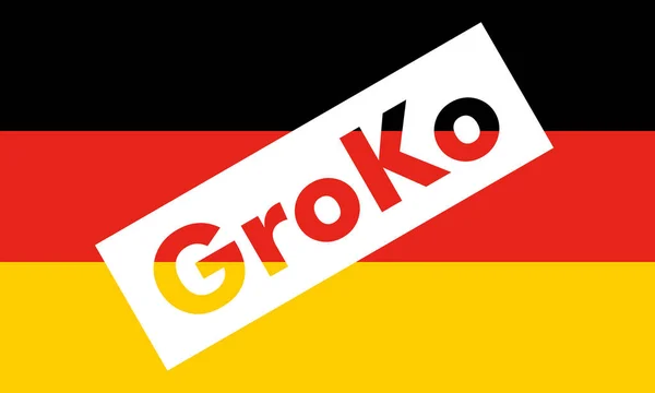 Groko (Grosse Koalition) sobre bandeira alemã — Fotografia de Stock